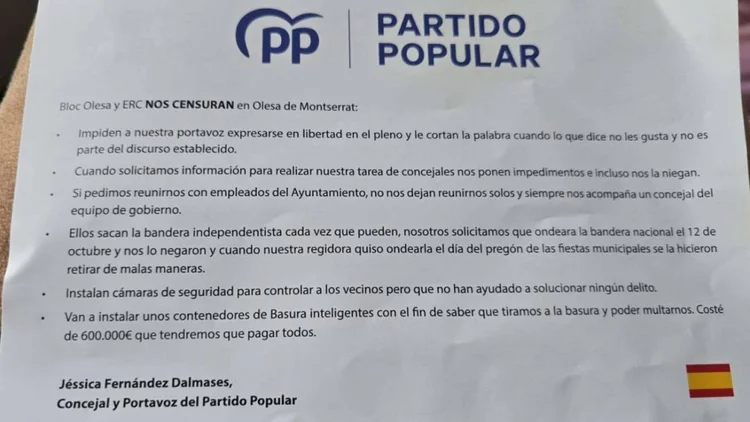 Comunicat de Jéssica Fernández, regidora de l'Ajuntament