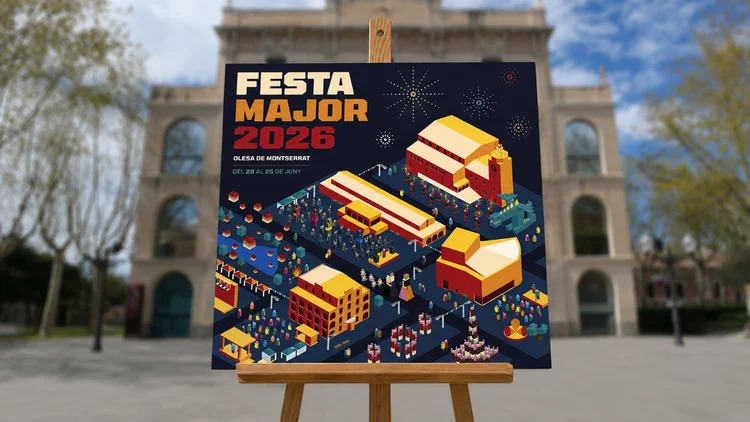 Cartel de la Fiesta Mayor 2026 y el Ayuntamiento de Olesa
