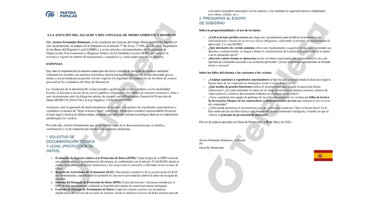 Document presentat pel Partido Popular