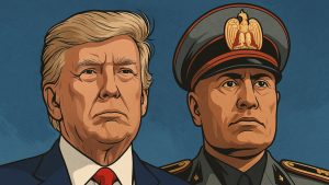 Il·lustració de Donald Trump i Mussolini