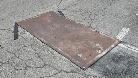 Placa metàl·lica al carrer Pintor Fortuny