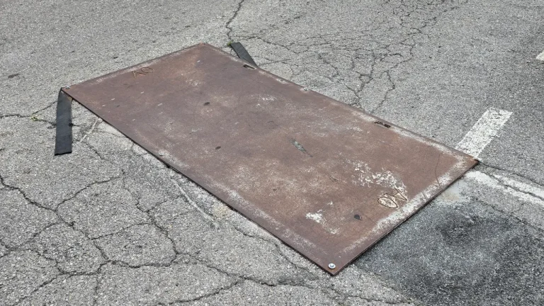 “És una vergonya, el soroll és insuportable”: El calvari dels veïns del carrer Pintor Fortuny per una planxa metàl·lica Placa metàl·lica al carrer Pintor Fortuny