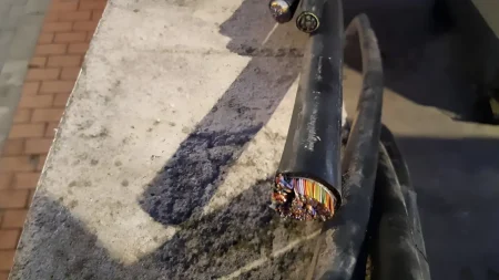 L’Ajuntament d’Olesa denuncia un “sabotatge” del cablejat telefònic al Nucli Antic Cablejat telefònic tallat / Ajuntament d'Olesa